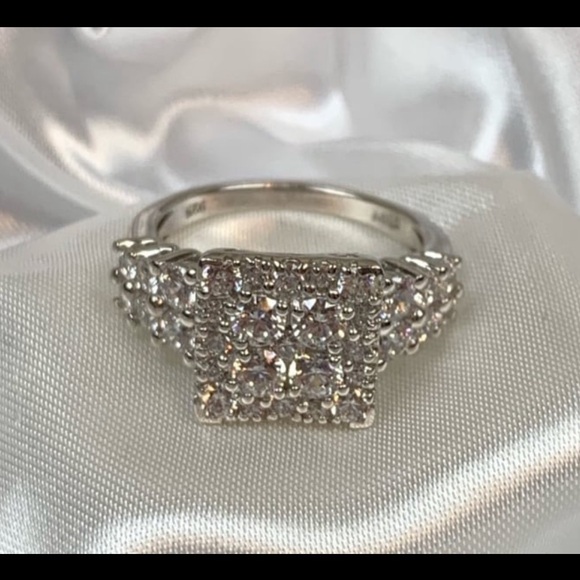 3.85 ctw Ring in Platinum Over Sterling Silver Made with Zirconia From Swarovski - Picture 1 of 9